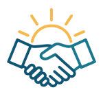 A handshake with a Sun in the background illustration to hepl represent "Start Strong"